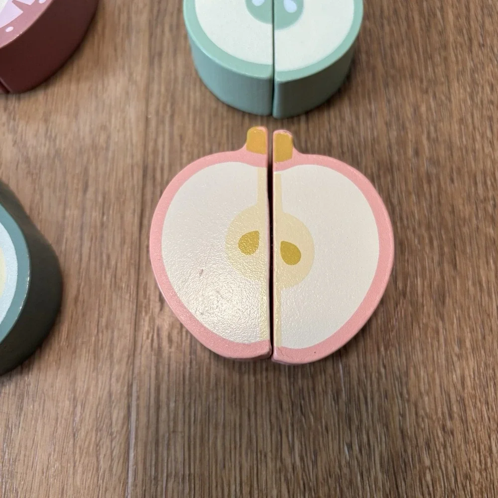 Montessori Wood Toy:‎ Chopping Fruit & Puzzle with Cutting Board. Skill Building
